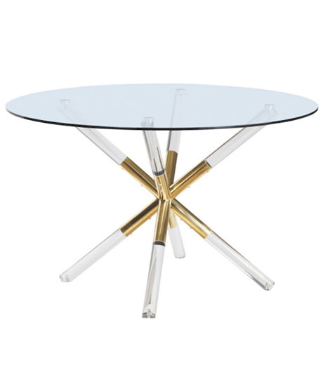 Table de salle à manger ronde moderne en verre et acrylique de 48