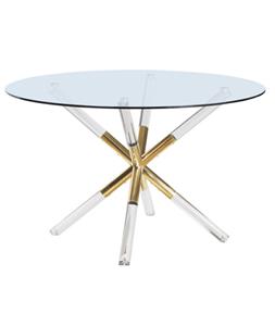 Modern Luxury Round Glass And Acrylic Dining Table In 48