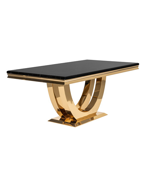 Moderne marmor spisebord med fod i rustfrit stål