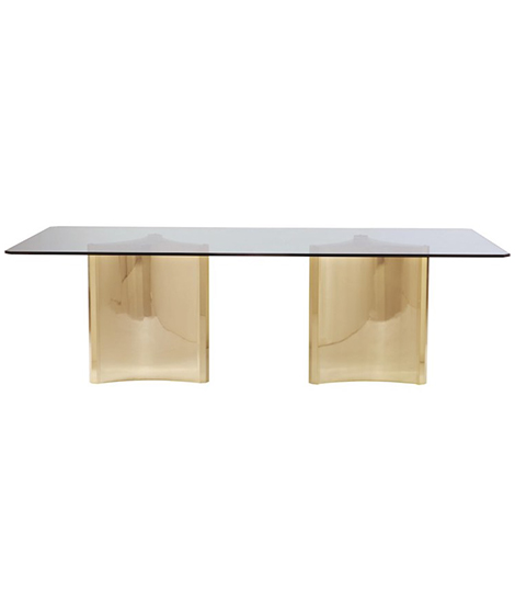Clear Glass and Stainless steel dining table