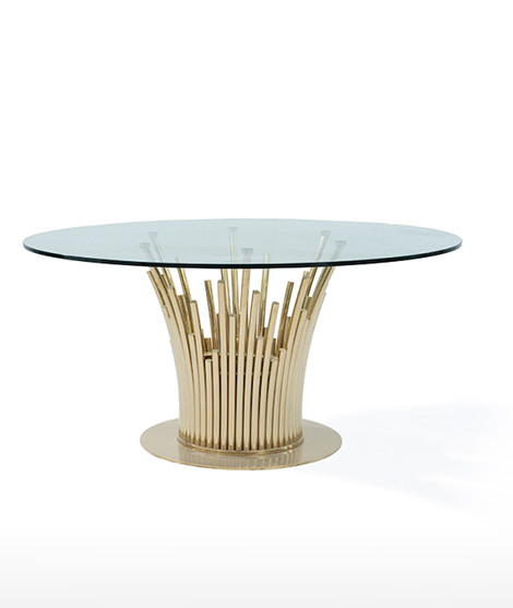 Stainless Steel Round Contemporary Modern Dining Table With Glass Top