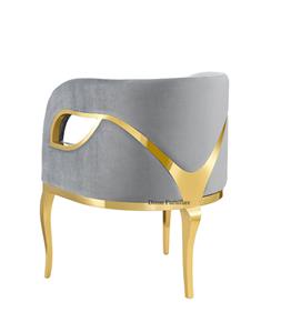Fox-eyes Decor And Golden Steel Legs Dining Chair