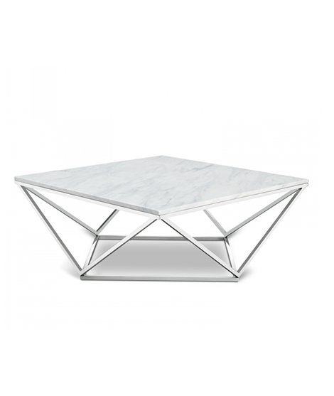 Chrome Coffee Table With White Marble Top