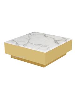 Contemporary Luxury Coffee Table With Mable Top And Golden Frame