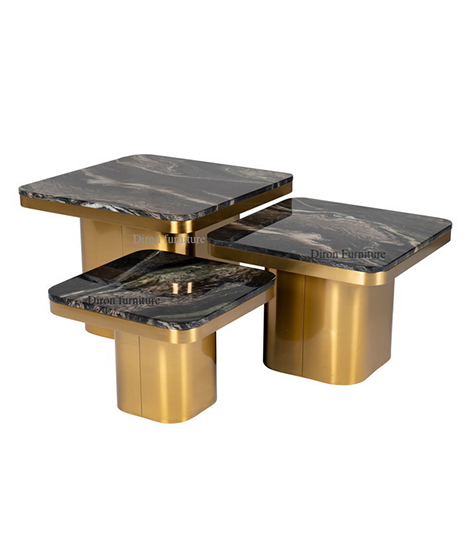 3 piece Coffee Table Set Marble And Gold