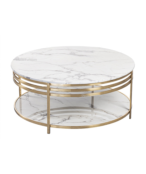 Modern Marble Coffee Table With Golden Frame