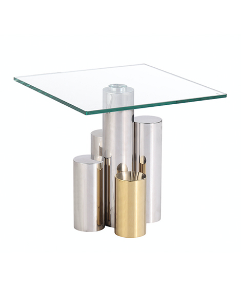 Ronde en vierkante tafellamp van gehard glas