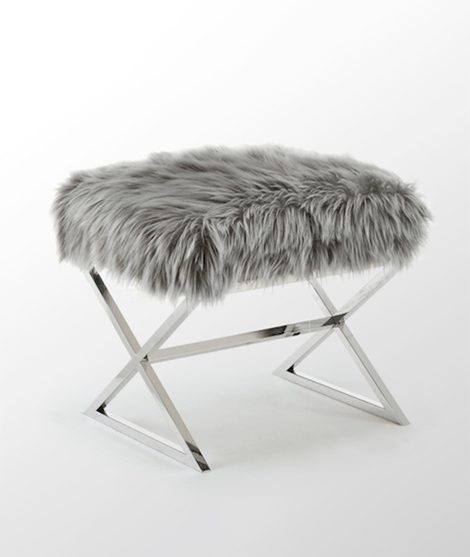 Imitatiebont X-Leg Chrome Base Ottoman