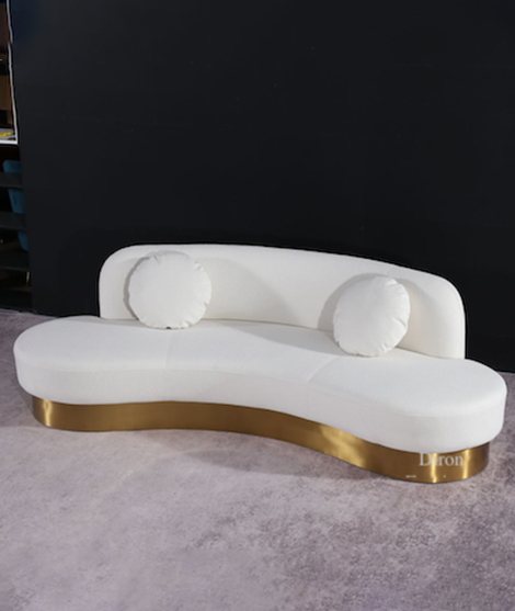 Moderne Velvet Curved Sofa med børstet gull i rustfritt stål