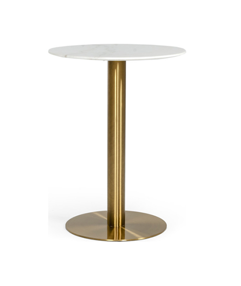 White Marble And Brushed Gold Bar Table