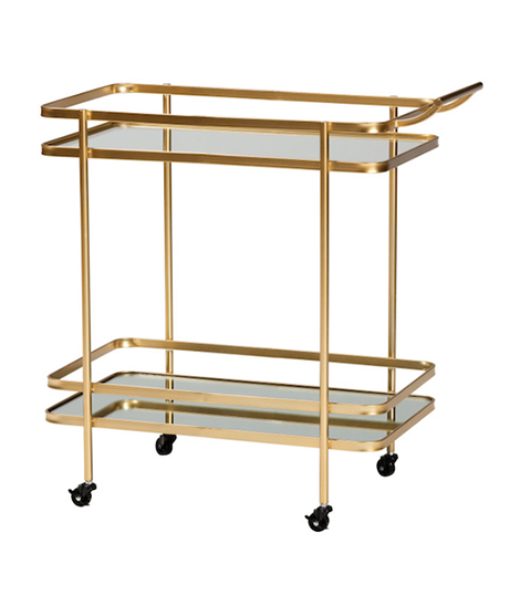 Golden Steel Trolley For Cocktail
