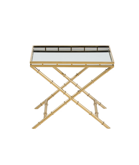 Serving Trolley Bar Cart In Shiny Gold And Mirror Finish