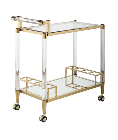 Modern Acrylic Serving Bar Cart