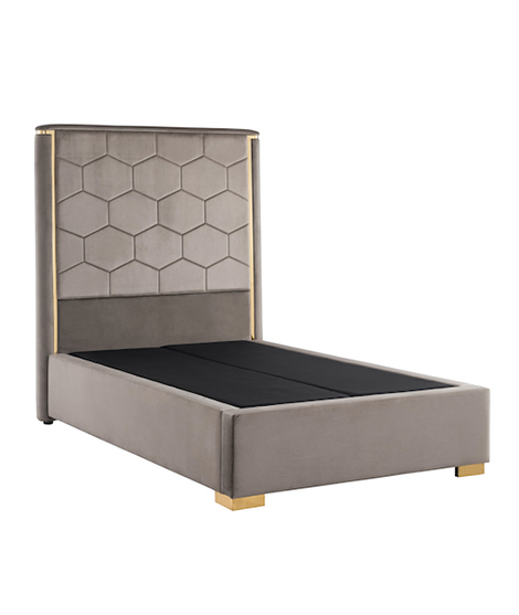 Luxurious Grey Velvet Bed With King Size