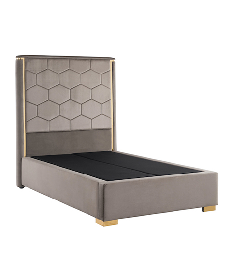 Luxe grijs fluwelen bed met kingsize bed