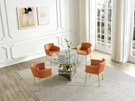 contemporary round glass dining table
