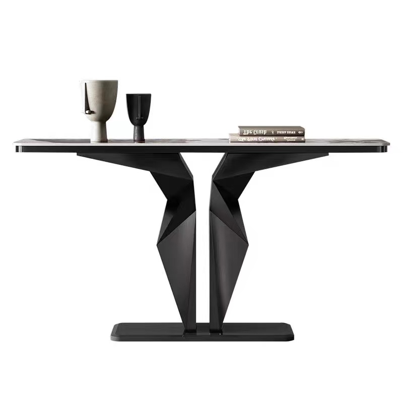 Mesa de console moderna e luxuosa em mármore e aço