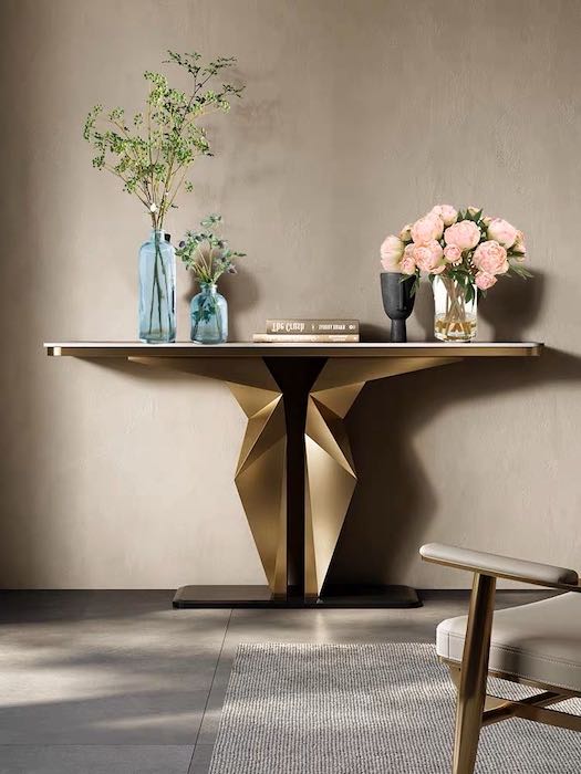 Modern Luxury Marble and Steel Console Table