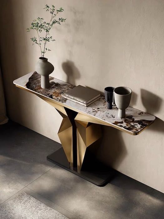 Modern Luxury Marble and Steel Console Table