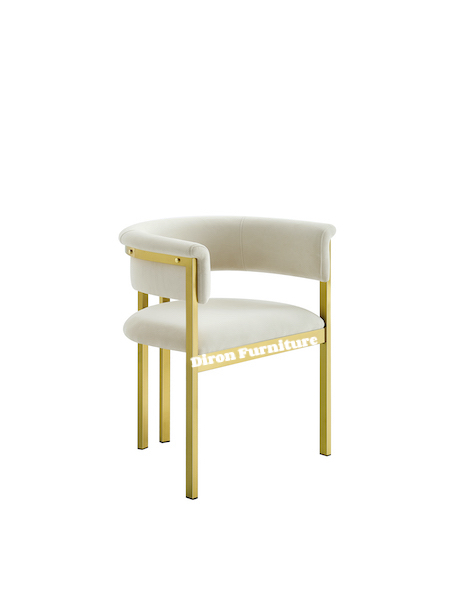 Contemporary Brass and fabric Dining Chair With Armrest