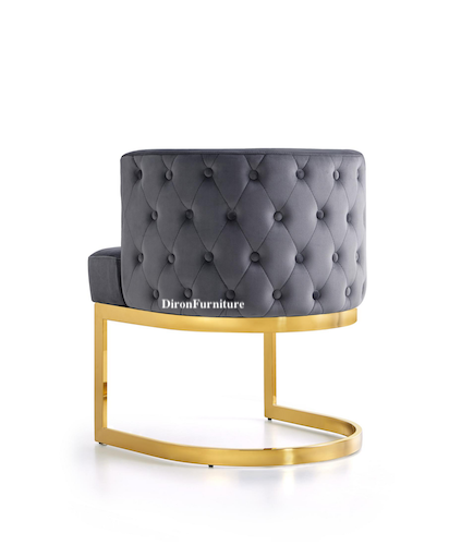 Contemporary Gold stainless steel dining chair with beautiful tufting armrest