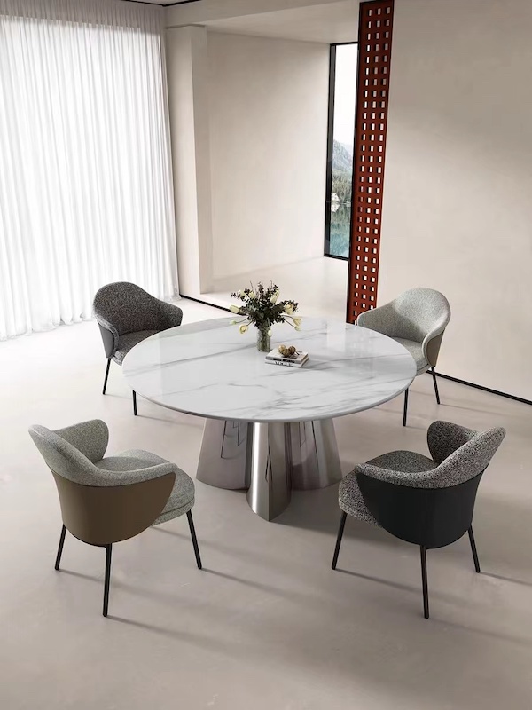 Supply Modern Dining Table Marble Tabletop Golden Stainless Steel Frame