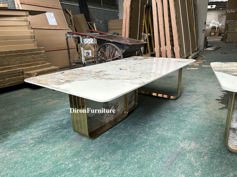 marble and stainless steel coffee table