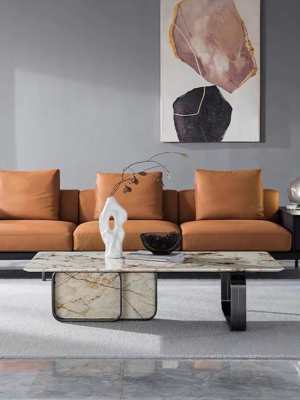 Modern luxury marble and stainless steel coffee table sets accent table sets