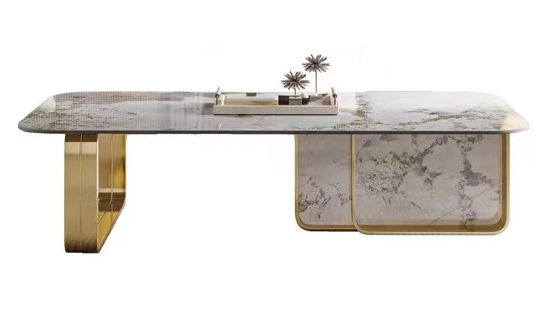 Modern luxury marble and stainless steel coffee table sets accent table sets