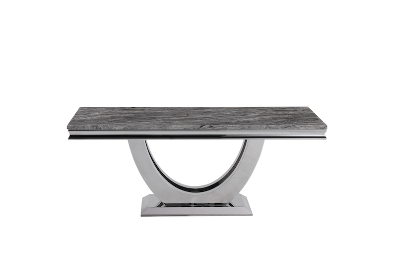 grey marble and polish stainless steel coffee table By Diron Furniture