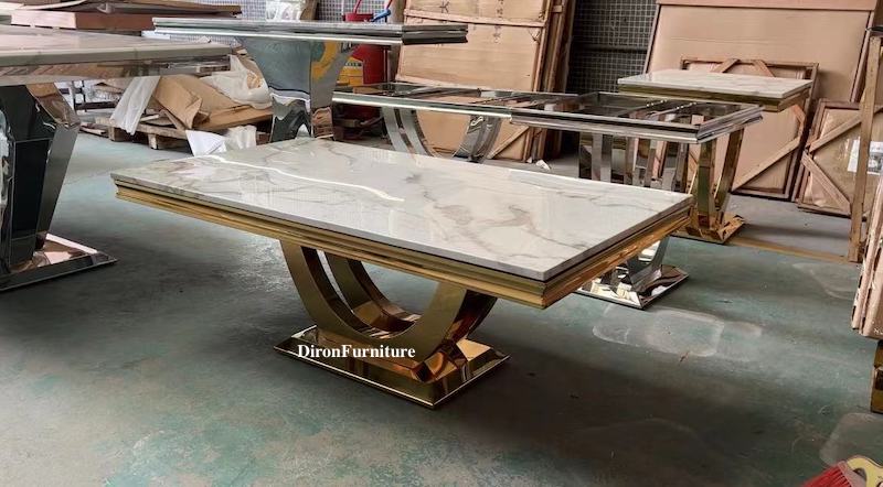 marble and stainless steel coffee table