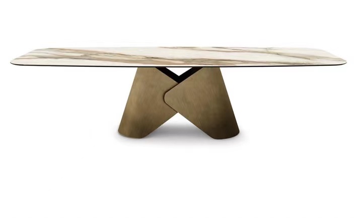 Modern Italian marble and brass dining table