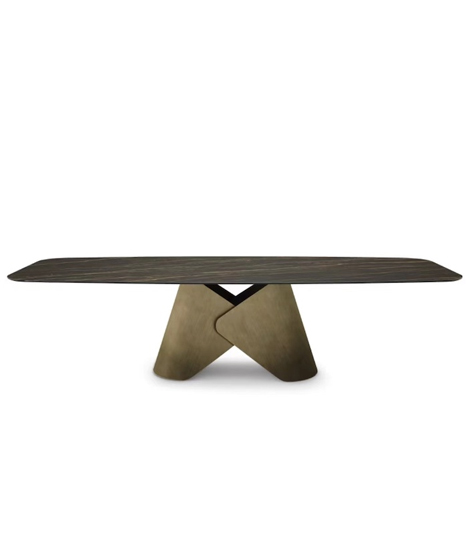 Modern Italian marble and brass dining table