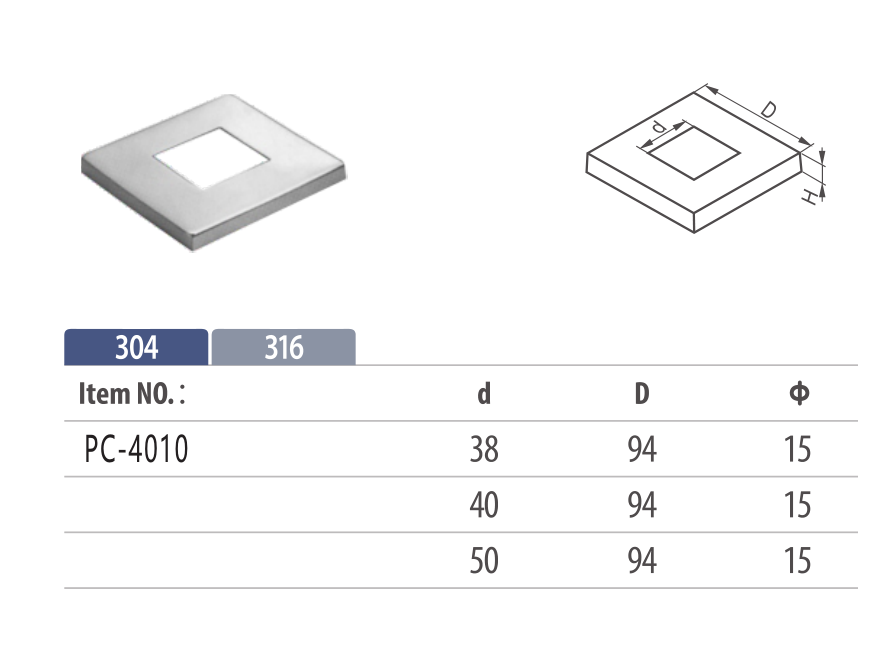Supply Stainless Steel Square Stair Railing Post Base Cover Wholesale