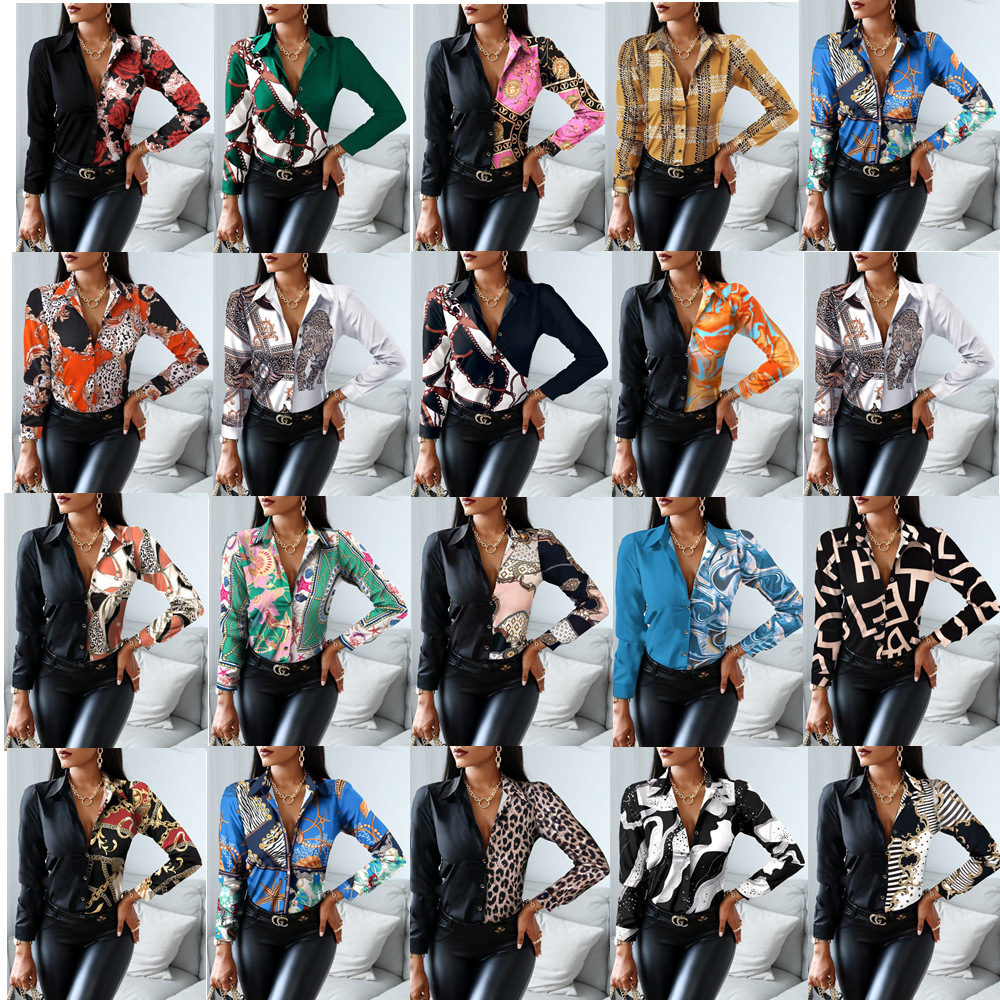 SD New Printed Long Sleeve Shirt Women Shirts 2022 Button Up Shirt Women