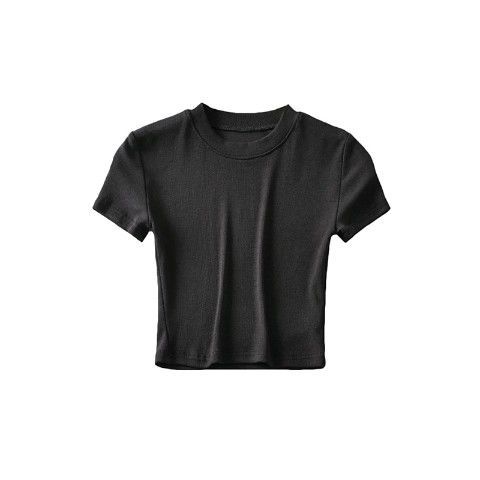 New T-shirts Women Summer Plain Cotton Short Rib T Shirt Knitted Sexy Tops