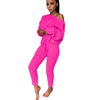 SD 12 Colors Plus Size Women's One-shoulder Knitted Pullover 2-piece Set Casual Loose Sweater Set