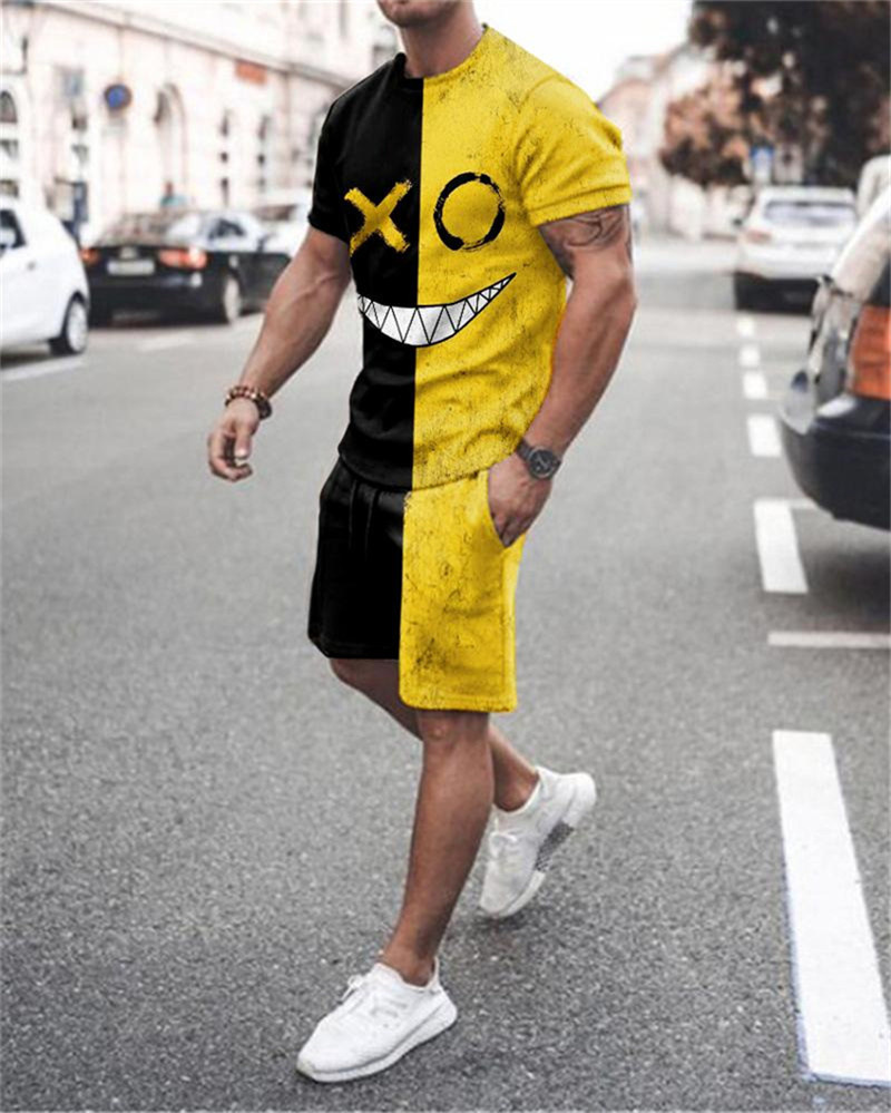 2023 Summer Plus Size Men Set Suit Men Short Sleeve Tshirt Shorts Sets Two Pieces Fitness Set Casual Tracksuit