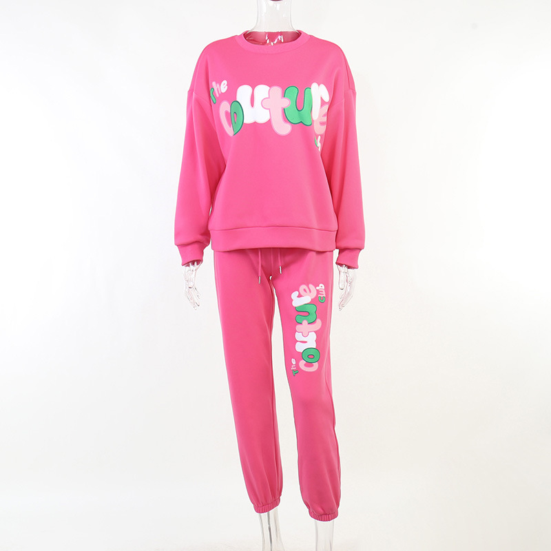 2023Women's Letter Printed Sweatshirt Suit Autumn Winter European&american Street Fashion Casual Trend Sportswear Sets For Women