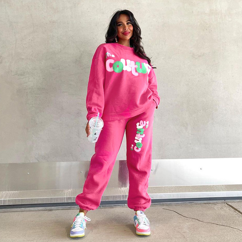 2023Women's Letter Printed Sweatshirt Suit Autumn Winter European&american Street Fashion Casual Trend Sportswear Sets For Women
