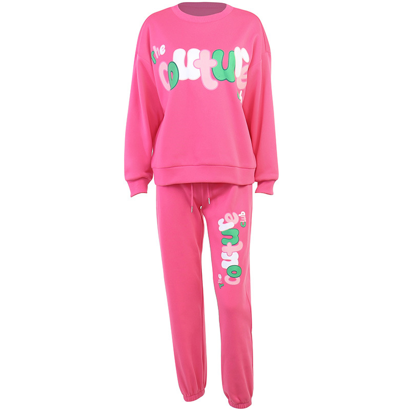 2023Women's Letter Printed Sweatshirt Suit Autumn Winter European&american Street Fashion Casual Trend Sportswear Sets For Women