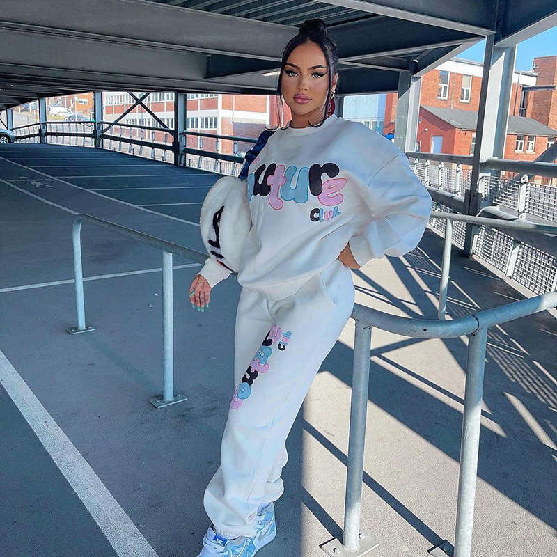 2023Women's Letter Printed Sweatshirt Suit Autumn Winter European&american Street Fashion Casual Trend Sportswear Sets For Women