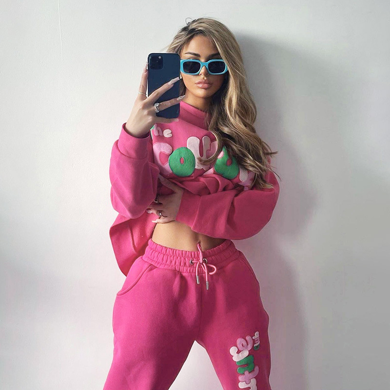 2023Women's Letter Printed Sweatshirt Suit Autumn Winter European&american Street Fashion Casual Trend Sportswear Sets For Women
