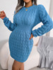 2023 SD Autumn And Winter European And American Casual Twist Waist Wrap Hip Dress Bottoming Sweater Dress