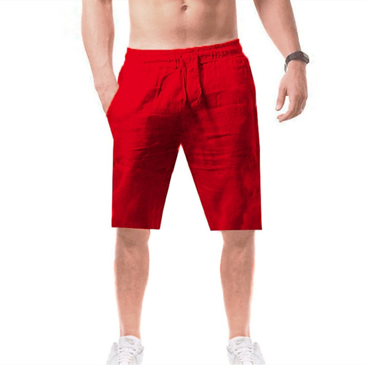 2023 New Breathable Cotton Linen Men's Shorts Solid Color High Quality Summer Home Wear Shorts Beach Board Shorts Men For Men