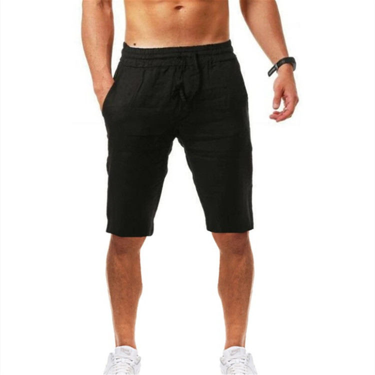 2023 New Breathable Cotton Linen Men's Shorts Solid Color High Quality Summer Home Wear Shorts Beach Board Shorts Men For Men