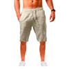 2023 New Breathable Cotton Linen Men's Shorts Solid Color High Quality Summer Home Wear Shorts Beach Board Shorts Men For Men