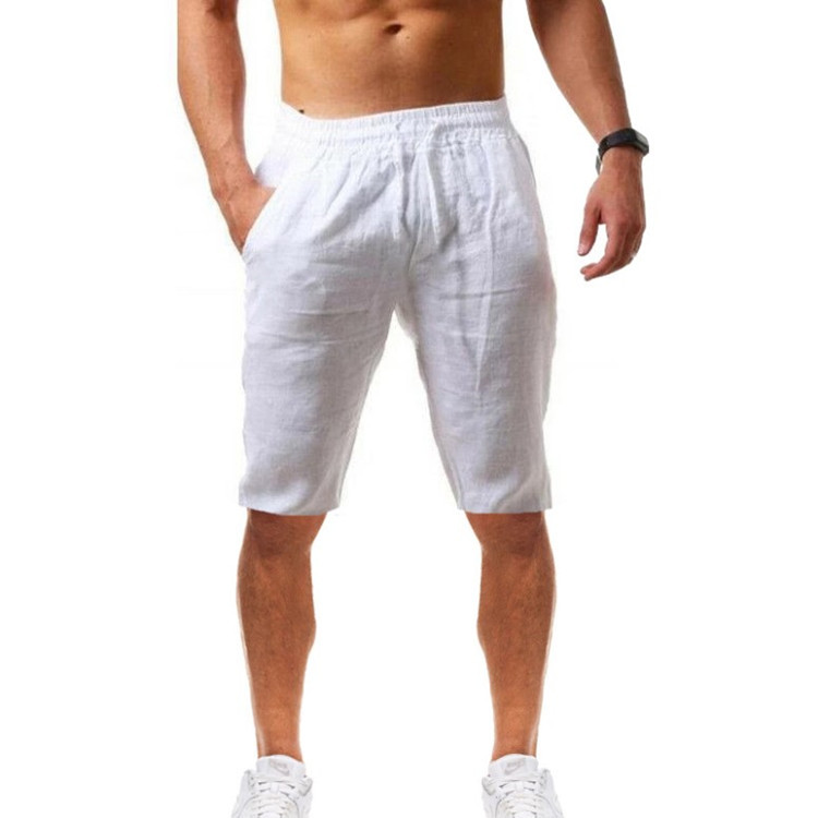 2023 New Breathable Cotton Linen Men's Shorts Solid Color High Quality Summer Home Wear Shorts Beach Board Shorts Men For Men