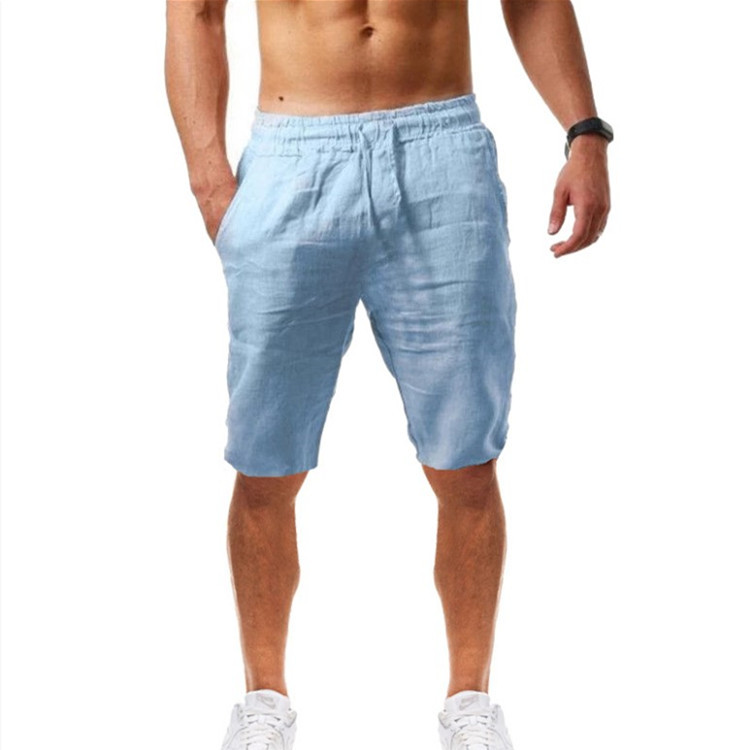 2023 New Breathable Cotton Linen Men's Shorts Solid Color High Quality Summer Home Wear Shorts Beach Board Shorts Men For Men