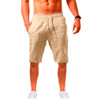 2023 New Breathable Cotton Linen Men's Shorts Solid Color High Quality Summer Home Wear Shorts Beach Board Shorts Men For Men